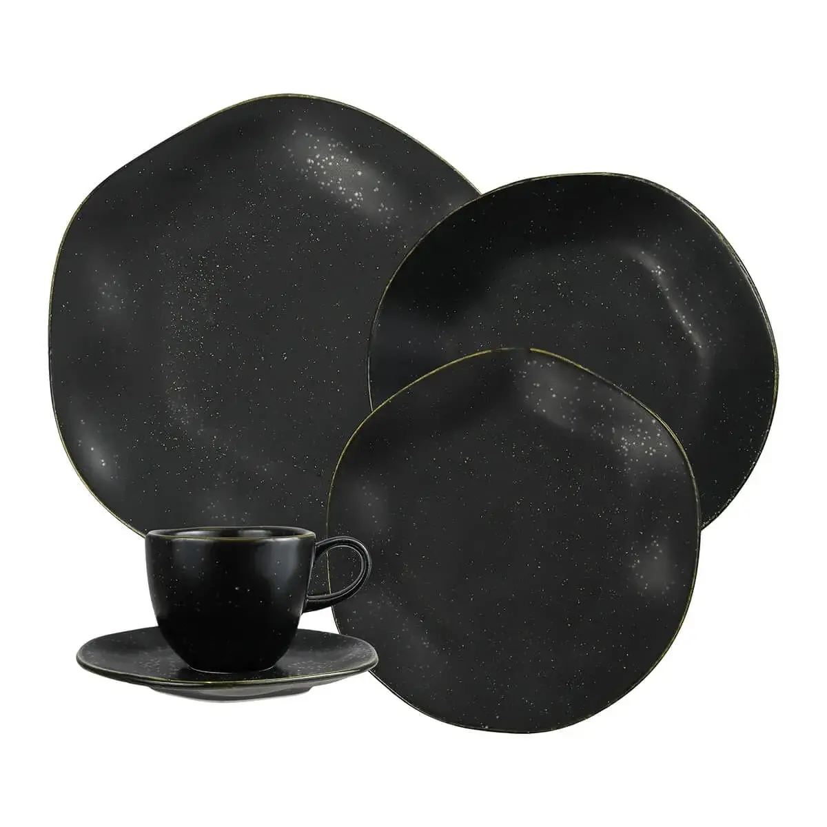 Aparelho de Jantar e Cha Porcelana 30 Pecas Ryo Volcano Jogo de Pratos e Xicaras Oxford