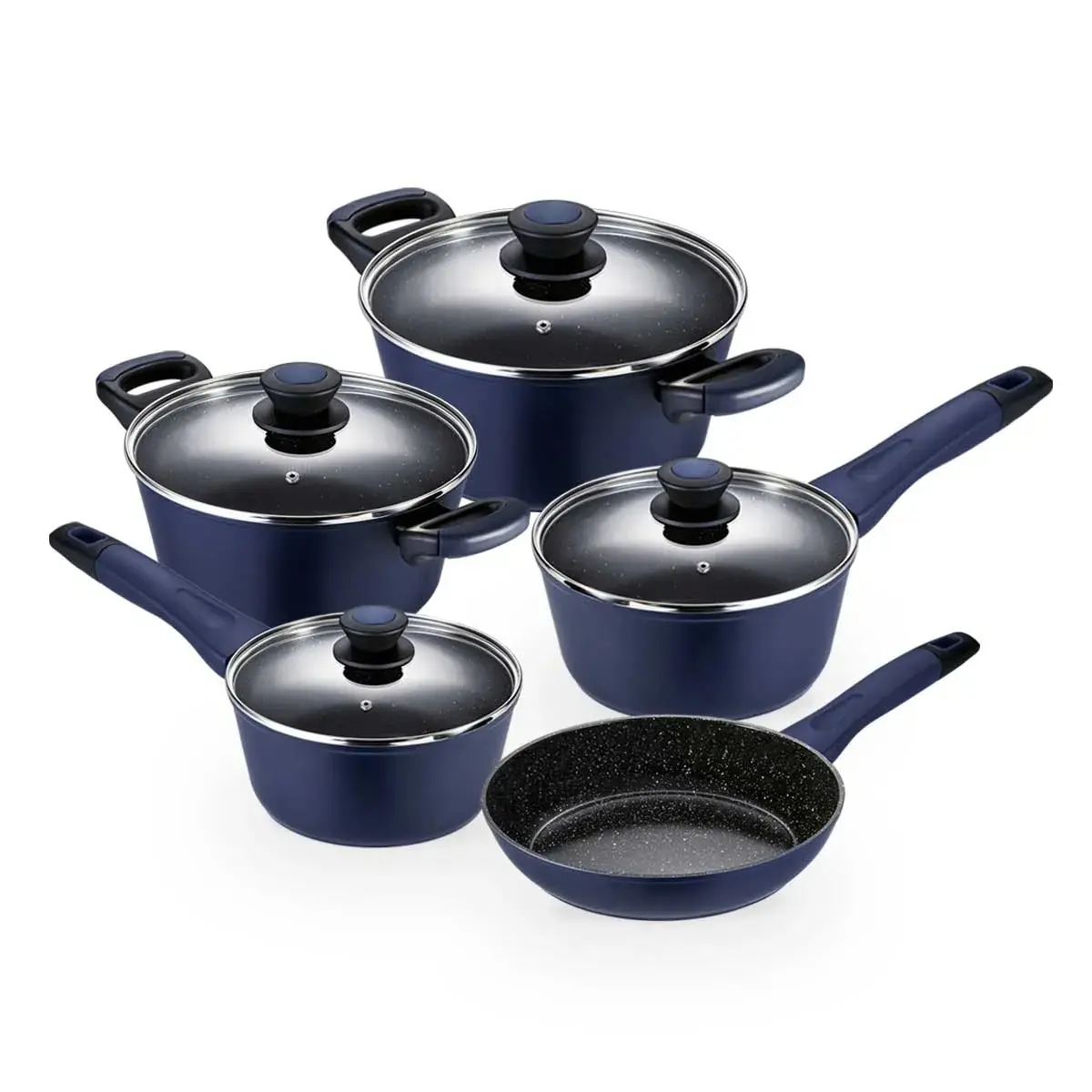 Jogo de Panelas Antiaderentes para Inducao 5 Pecas Everyday Azul Oxford