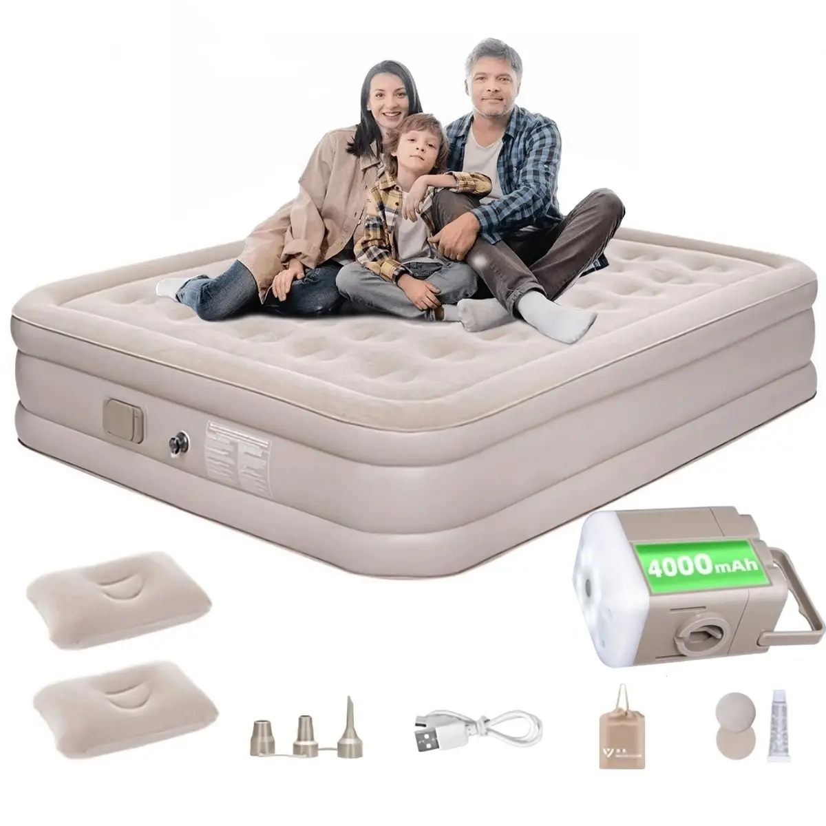 Colchao Inflavel Casal Bomba Eletrica Bateria Litio Integrada Camping JOYFOX