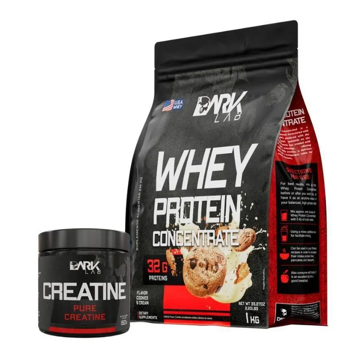 Creatina 150g e Whey Concentrado 1kg Dark Lab