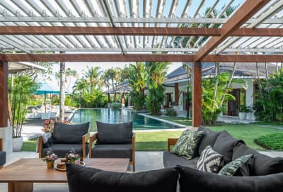 Afternoon light hitting the expansive terrace and lounge area