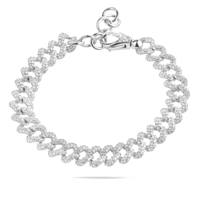 Sterling Silver 925 Iced Out CZ Cuban Link Bracelet "Catena"