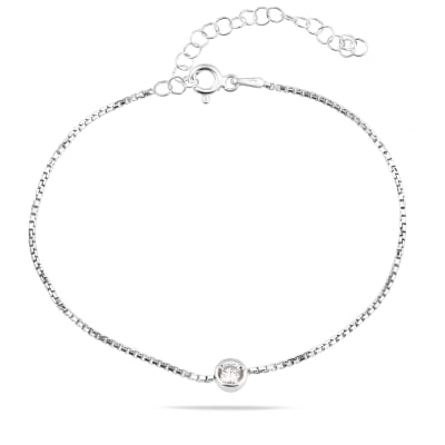 Sterling Silver 925 Solitaire CZ Bracelet "Gemma"
