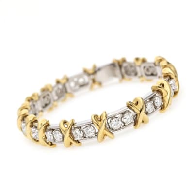 Sterling Silver 925 Gold Plated CZ Bangle Bracelet "Belle"