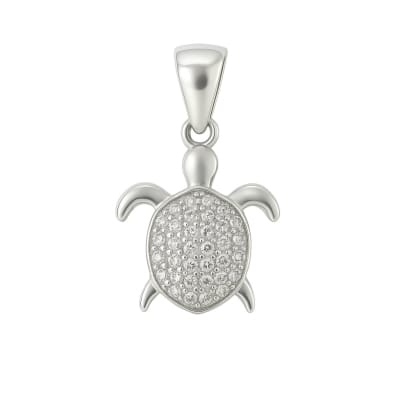 Sterling Silver 925 Sea Turtle CZ Pendant "Myrtle"
