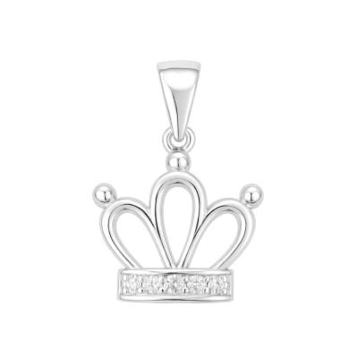 Sterling Silver 925 Royal Crown CZ Pendant "Tiara"
