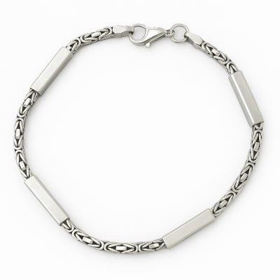 Sterling Silver 925 Rectangular Byzantine Bracelet "Tino"