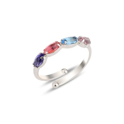 Sterling Silver 925 Adjustable Swarovski Crystal Ring "Enfys"