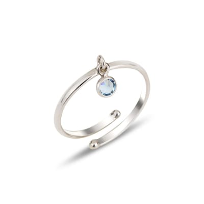 Sterling Silver 925 Adjustable Swarovski Crystal Ring "Drizzle"