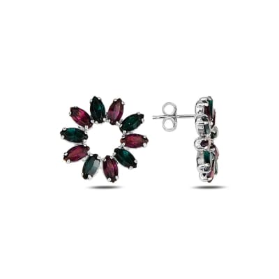 Sterling Silver 925 Swarovski Crystal Stud Earrings "Eclipse"