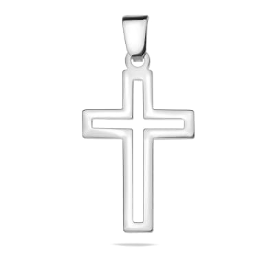Sterling Silver 925 Minimal Open Cross Pendant "Urban Faith"