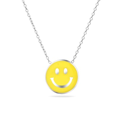 Sterling Silver 925 Smile Enamel Pendant Necklace "Joey"