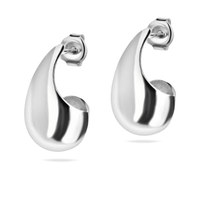 Sterling Silver 925 Teardrop Stud Earrings "Pebble"