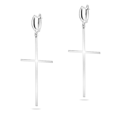Sterling Silver 925 Cross Dangle Earrings "Vanessa"