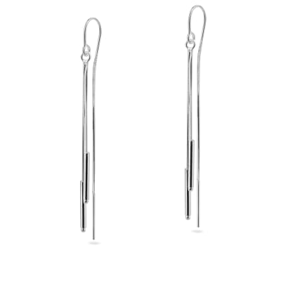 Sterling Silver 925 Minimalist Threader Earrings "Parallel"
