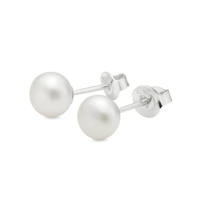 Sterling Silver 925 7mm Pearl Stud Earrings "Luster"