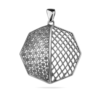 Sterling Silver 925 Openwork Octagon Pendant "Enigma"