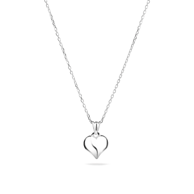 Sterling Silver 925 Petite Heart Necklace Pendant "Coeur"