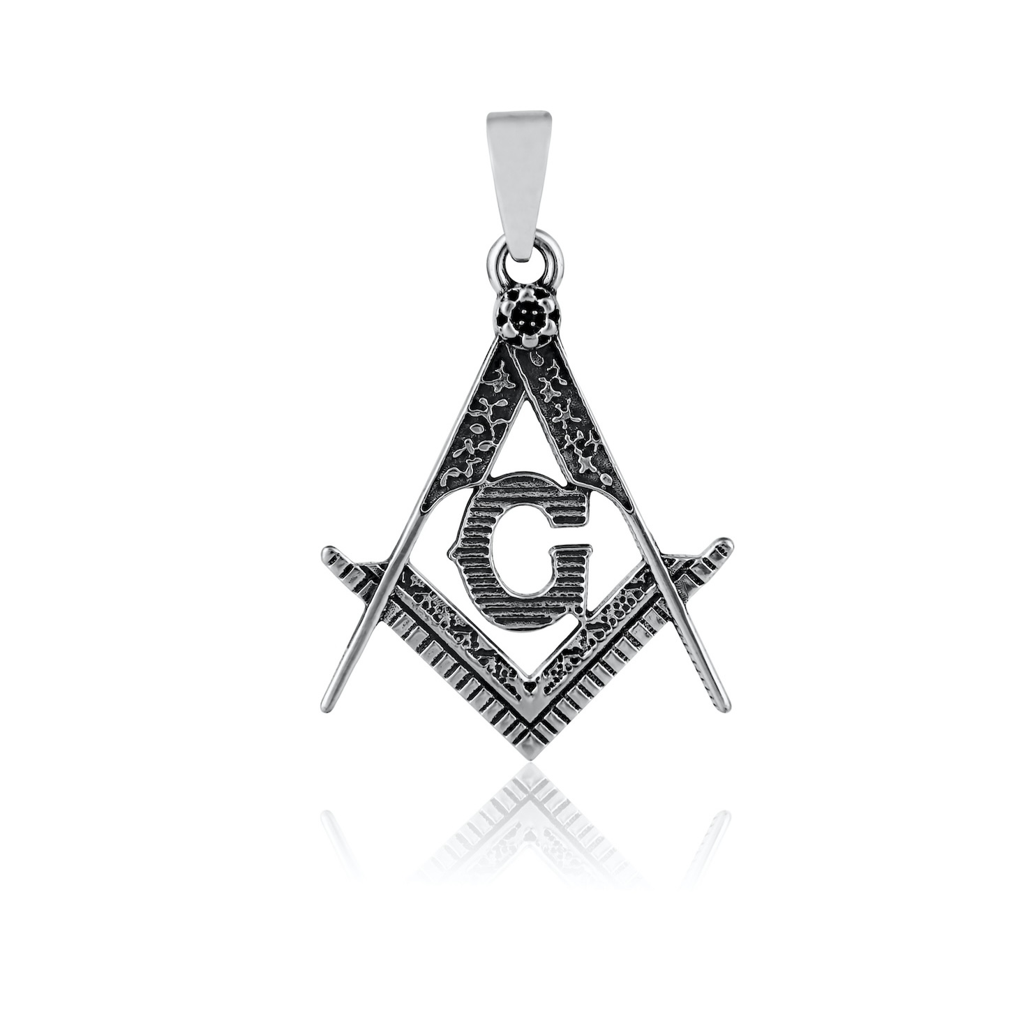 Sterling Silver 925 Masonic Pendant "The G" - Silver Image 1
