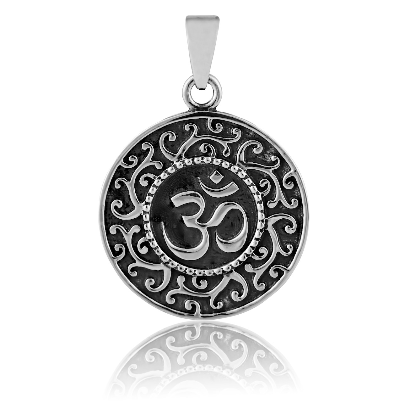 Sterling Silver 925 Om Pendant "Asana" - Silver Image 1