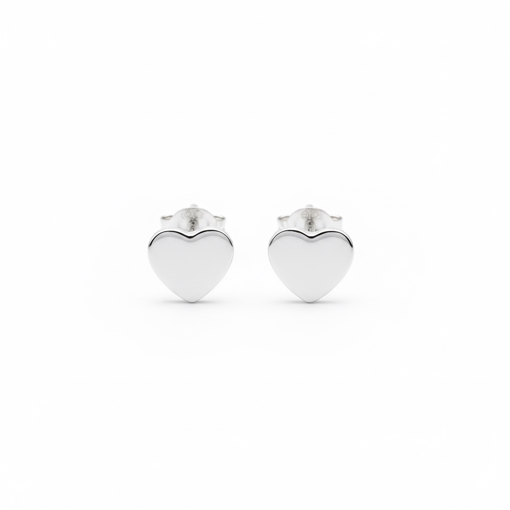 Sterling Silver 925 Heart Stud Earrings “Pure Love” - Silver Image 1