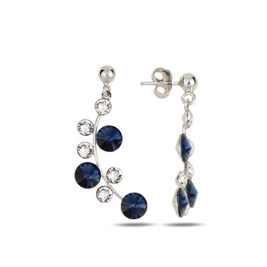 Sterling Silver 925 Stud Swarovski Crystals Drop Earrings "Calypso"