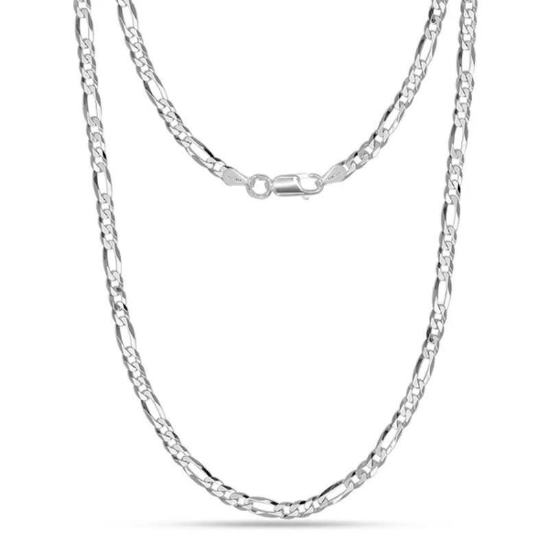 Sterling Silver 925 Figaro 3mm Chain Unisex Classic Link Necklace Chain - Silver Image 1