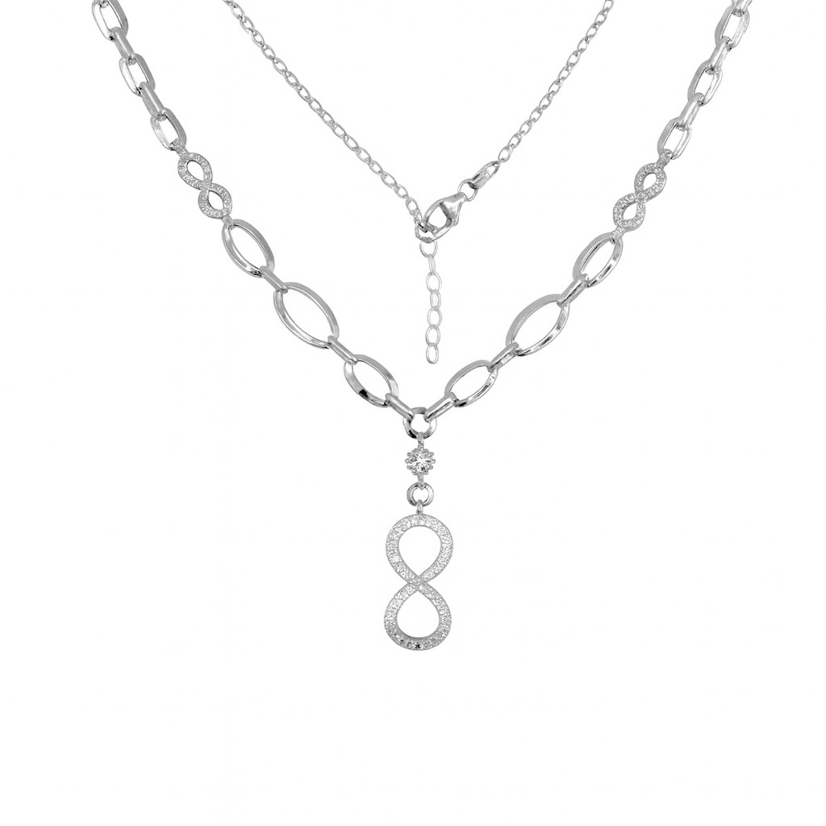 Sterling Silver 925 Infinity CZ Pendant Necklace "Nth"
