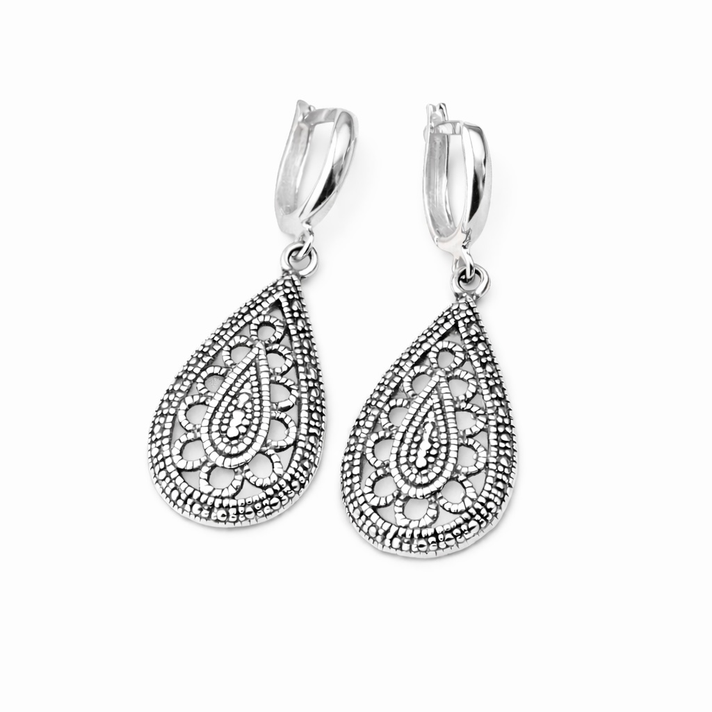 Sterling Silver 925 Drop Earrings "Lattice"