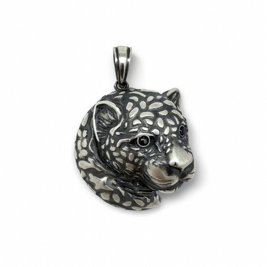 Sterling Silver 925 Jaguar CZ Pendant "Shadow"