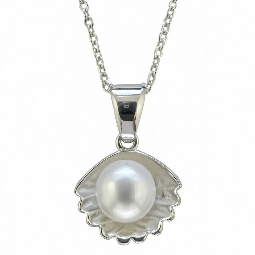Sterling Silver 925 Pearl Necklace Pendant "Shelly"