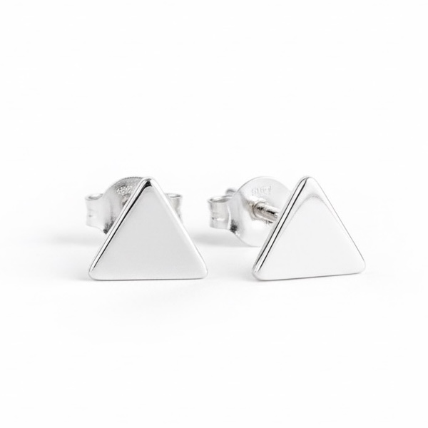 Sterling Silver 925 Triangle Stud Earrings "Trinity" - Silver Image 1