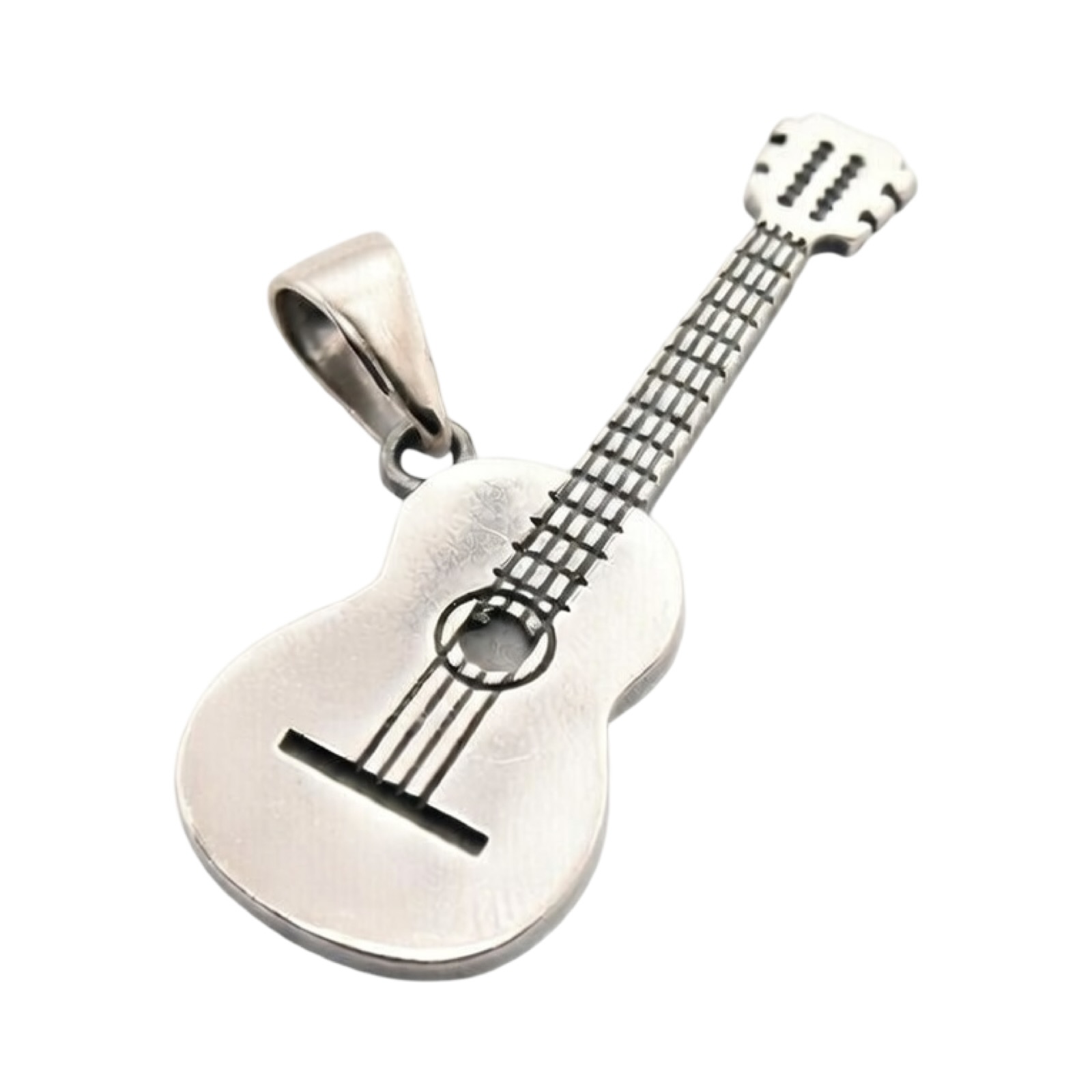 Sterling Silver 925 Guitar Unisex Pendant "Jimi" - Silver Image 1