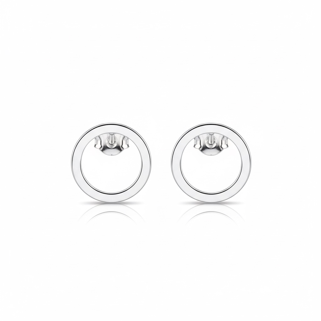 Sterling Silver 925 Hoop Stud Earrings "Minimal Circle"