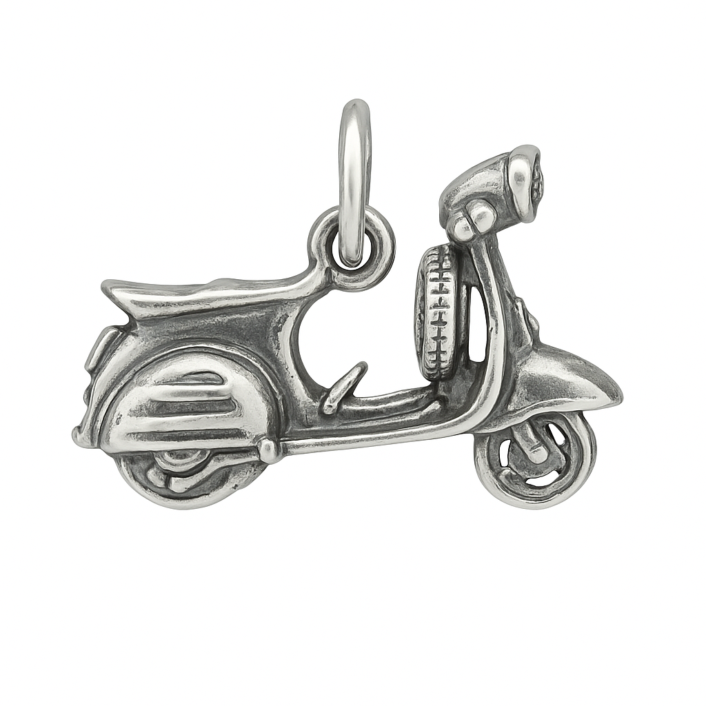 Sterling Silver 925 Vespa Scooter Charm Pendant "Audrey" - Silver Image 1