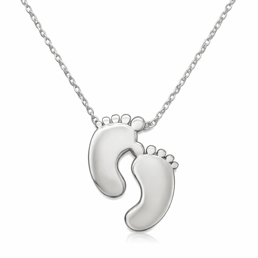Sterling Silver 925 Baby Feet Charm Necklace Pendant "Little Me"
