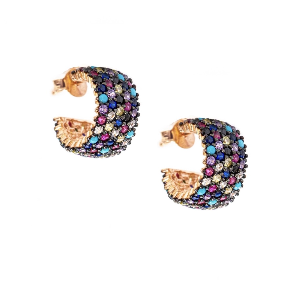 Sterling Silver 925 CZ Rose Gold Plated Stud Earrings "Aura"