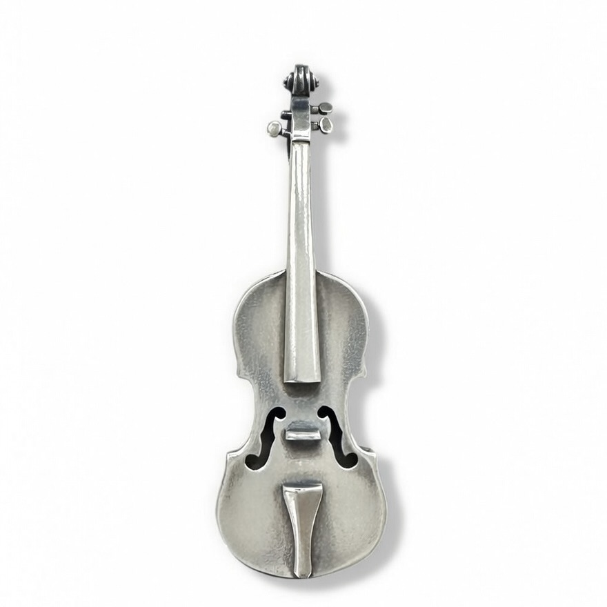 Sterling Silver 925 Violin Pendant "Cremona" - Silver Image 1