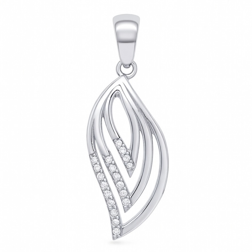 Sterling Silver 925 CZ Pendant "Carla" - Silver Image 1