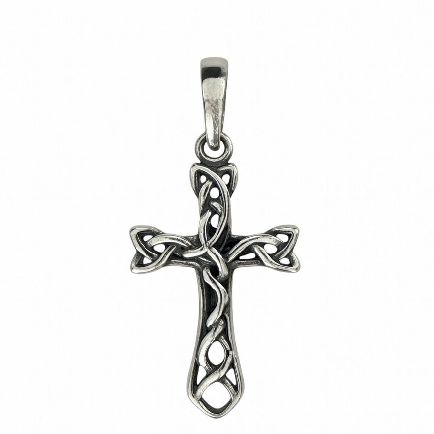 Sterling Silver 925 Unisex Knot Cross Pendant "Gael" - Silver Image 1