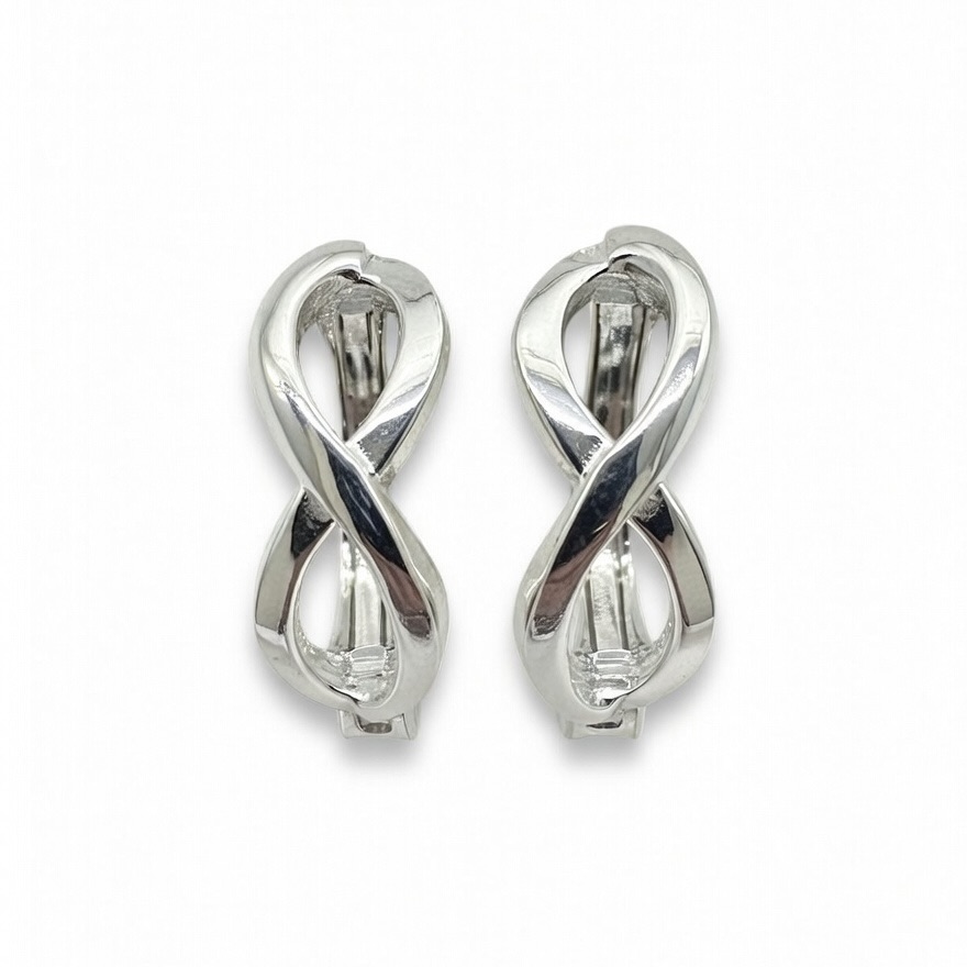 Sterling Silver 925 Infinity Symbol Hoop Earrings "Eterna" - Silver Image 1