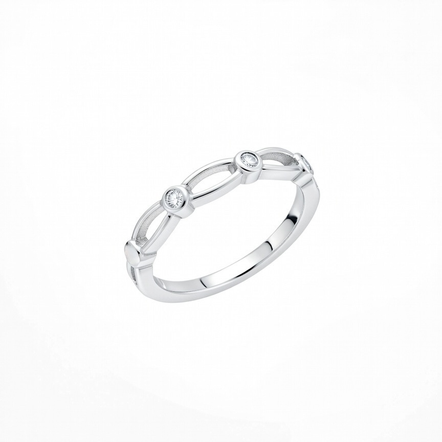 Sterling Silver 925 Sparkling Arch CZ Ring "Teya"