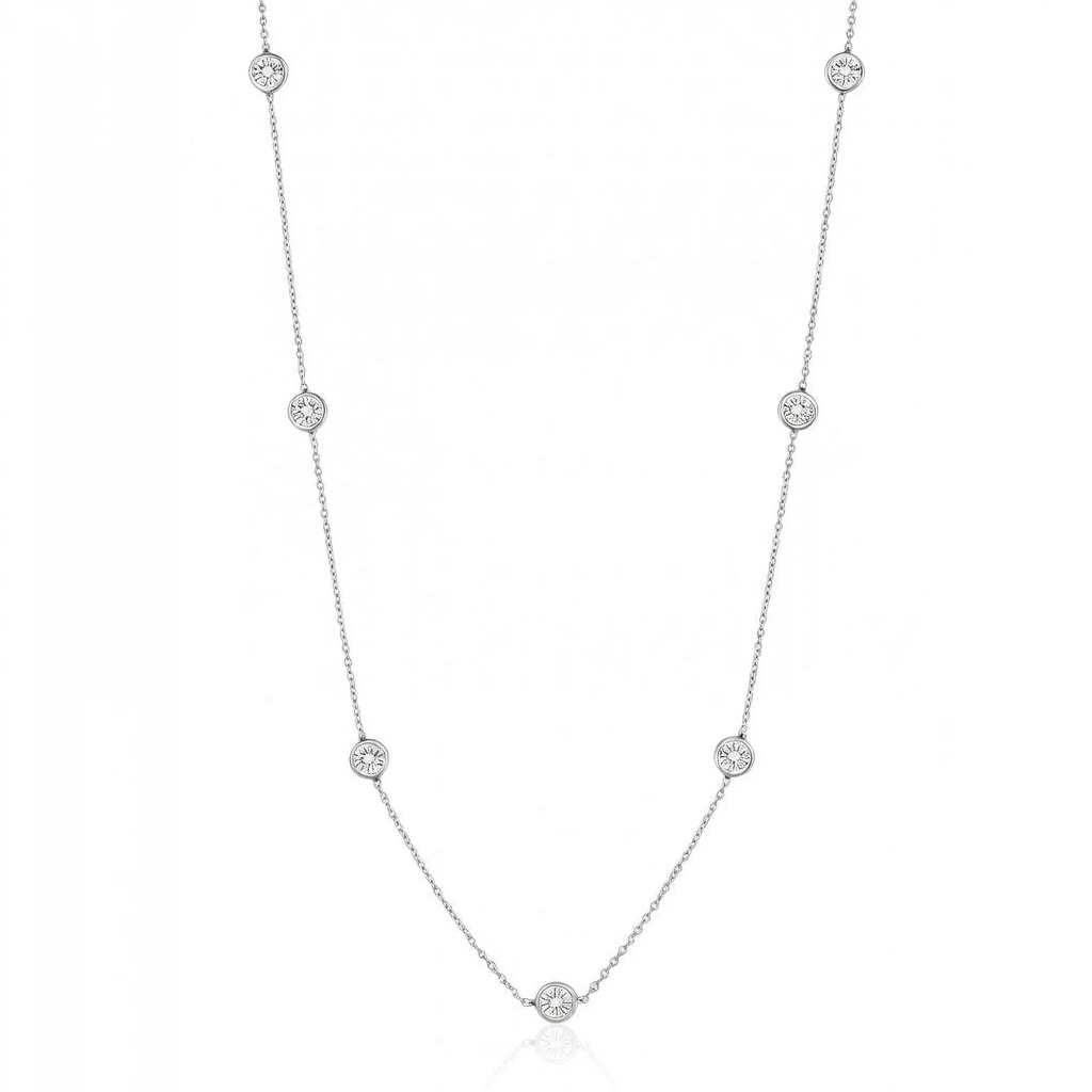 Sterling Silver 925 CZ Station Necklace "Phoebe"