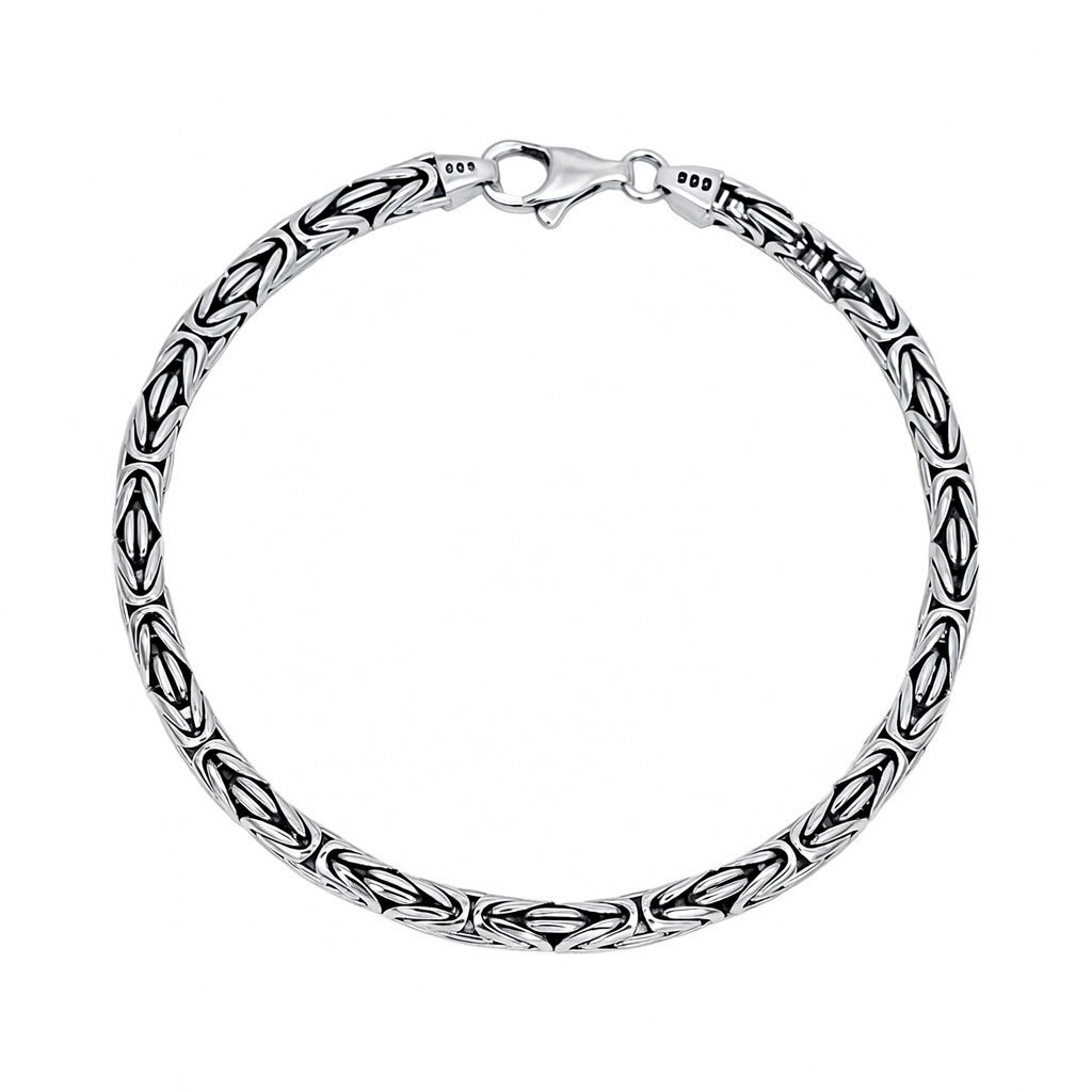 Sterling Silver 925 Round Chain Byzantine Bracelet "Tara"