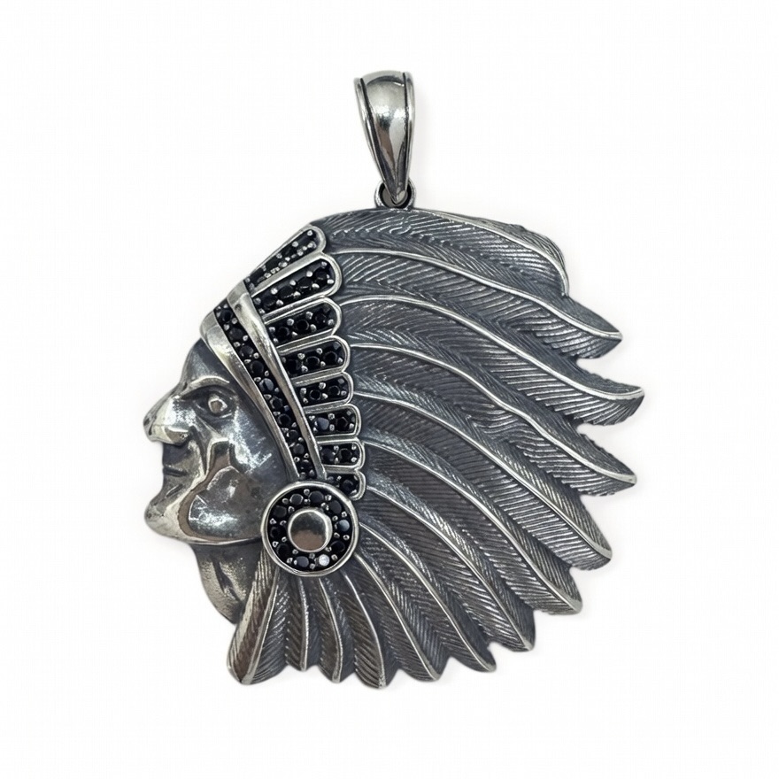 Sterling Silver 925 Native American Pendant "Spirit" - Silver Image 1