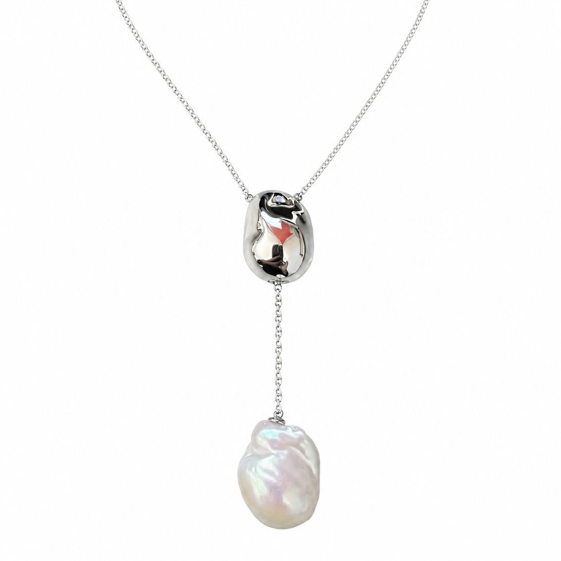 Sterling Silver 925 Pearl Necklace Pendant "Alluvial"