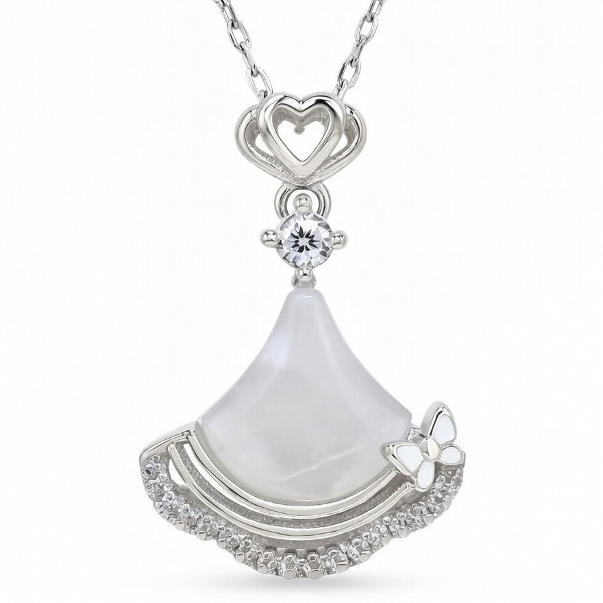 Sterling Silver 925 Moonstone CZ Necklace Pendant "Morph"