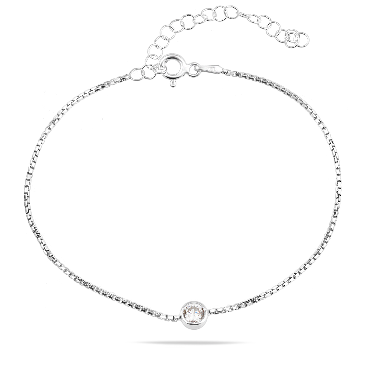 Sterling Silver 925 Solitaire CZ Bracelet "Gemma" - Silver Image 1