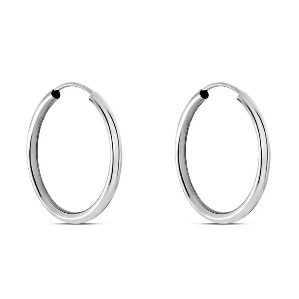 Sterling Silver 925 Hoop Earrings "Simplicity" - Silver Image 1