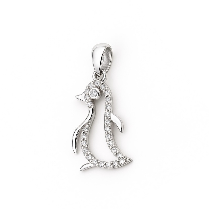Sterling Silver 925 Penguin CZ Pendant "Galapagos"